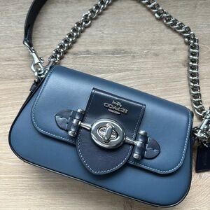 Coach Blue Crossbody Bag with Silver Accents